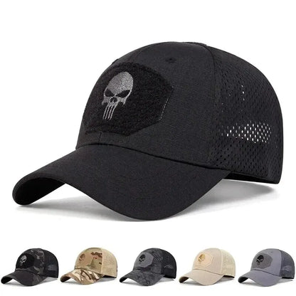Militärische Trainingsmütze im Camouflage-Karo-Design für Frühling und Sommer, Outdoor-Sport, Sonnenschutz, Netzmütze, lässige Schirmmütze