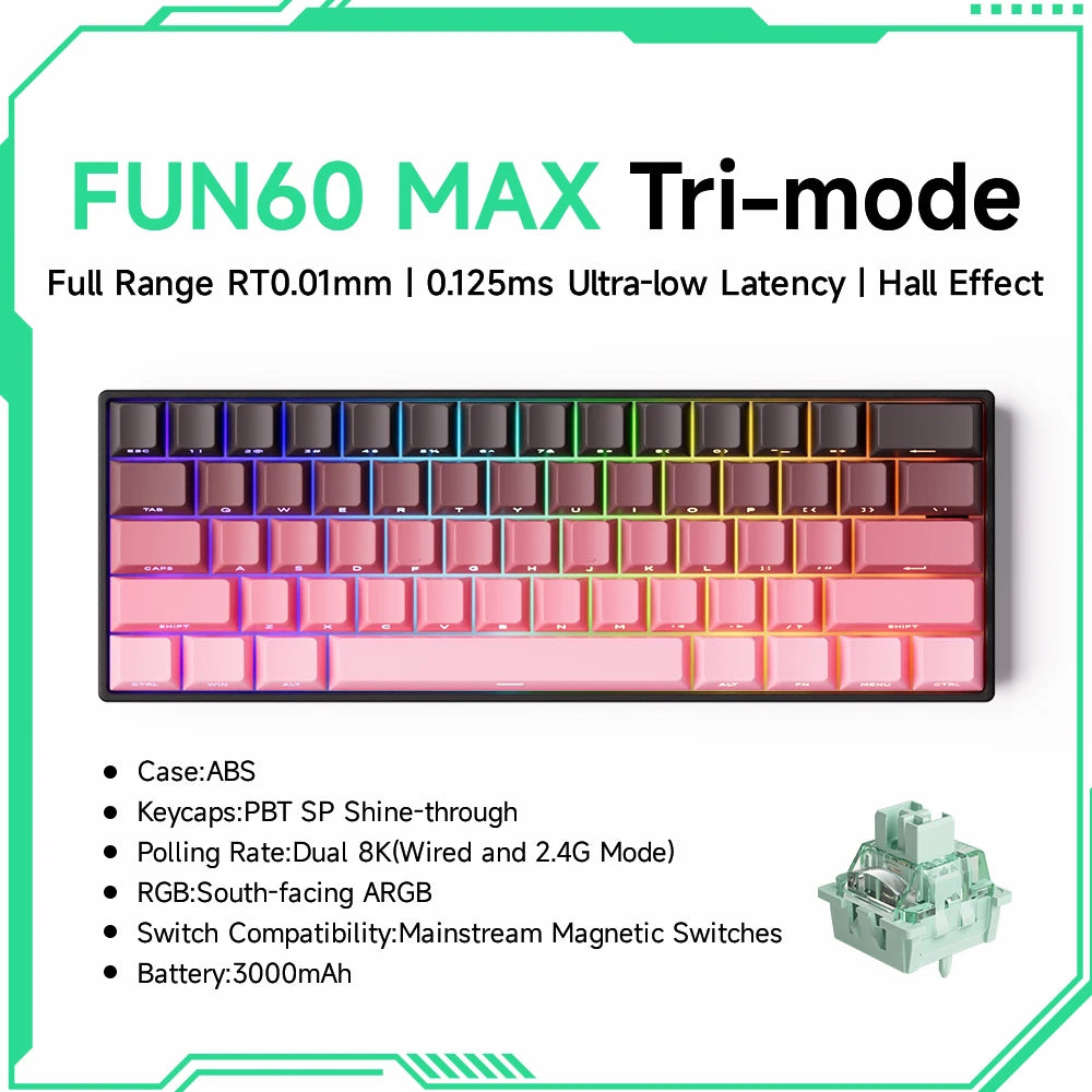 Akko MonsGeek FUN68 FUN60 PRO&MAX Tastiera magnetica HE 60% 65% Tastiere da gaming Rapid Trigger 8K Tastiera custom per gamer Esports