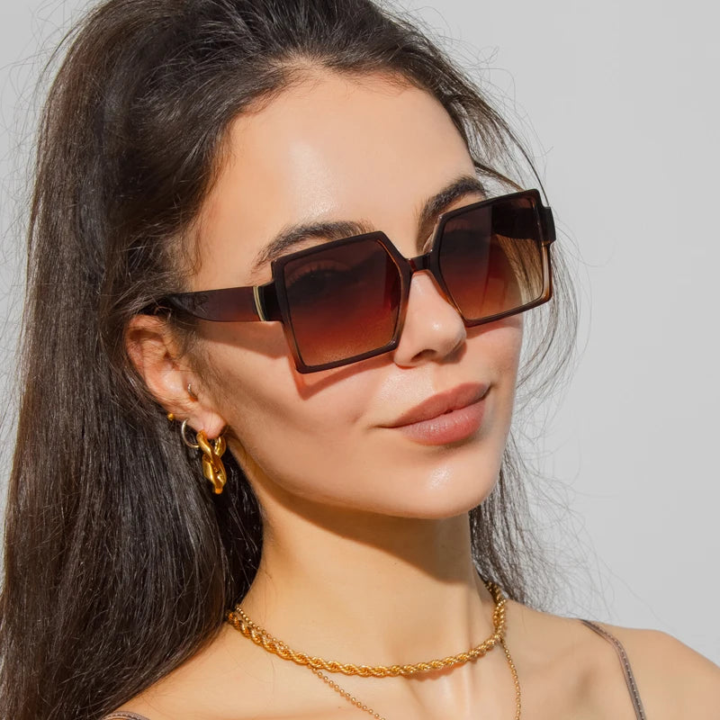 Cycling 1/2pcs Female Square Large Frame Sunglasses Women Retro Brand Big Frame Sun Glasses Black Fashion Gradient Eyeglasses