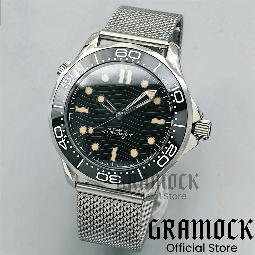 Gramock New 007 NTTD Wristwatch 41mm Men Mechanical Watch Automatic Watch Domed Sapphire Glass Luminous Diving Steel NH35/PT5000