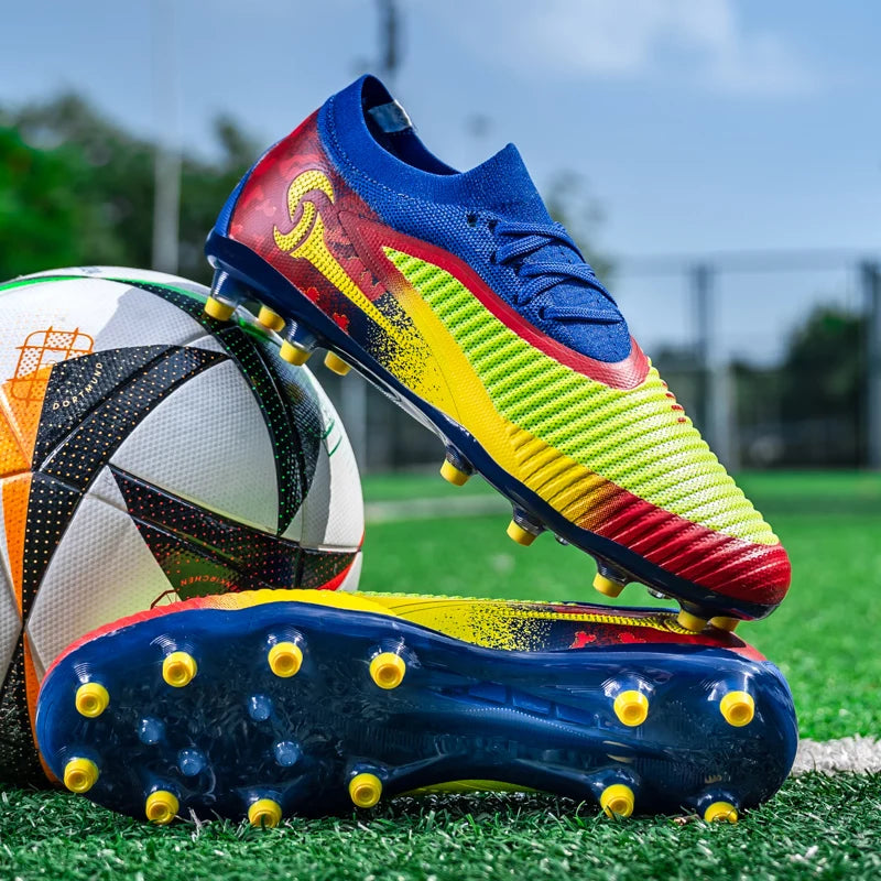 Nouvelles chaussures de football pour hommes, crampons longs antidérapants et respirants pour le sport en extérieur, idéales pour l'entraînement et les matchs, confortables pour adultes