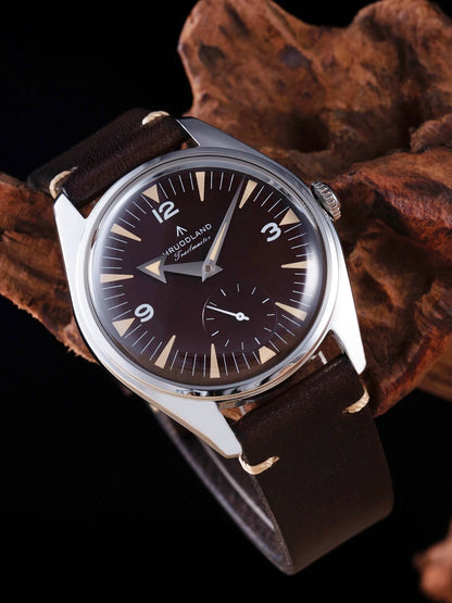Hruodland F033 Retro Classic Quartz Men's Watches VD78 Movement Stainless Steel Black Brown Leather Strap Wristwatches