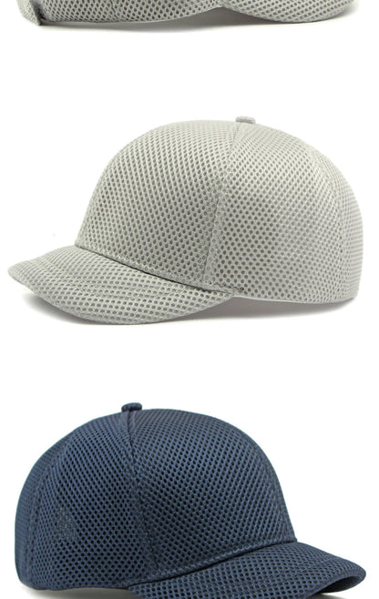HT4828 5CM Short Brim Baseball Cap Male 6 Panels Baseball Hat Breathable Mesh Trucker Cap Men Women Solid Plain Snapback Cap