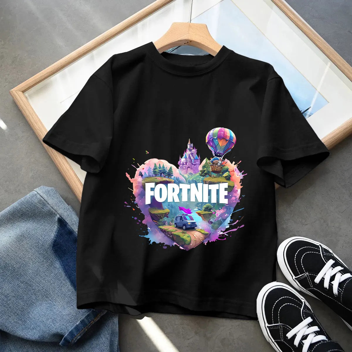 Fortnites Kids Black Cotton T Shirt Fortress Night Baby Short Sleeve Tees Shirt Cartoon Boy Girl Summer Clothes Kawaii Tops Gift