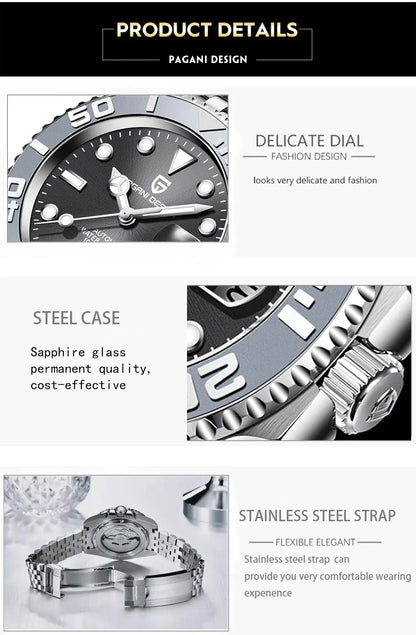 PAGANI DESIGN V3 40MM  Men Mechanical Wristwatch Sapphire Luxury Automatic Watch Men's Stainless Steel Waterproof watches