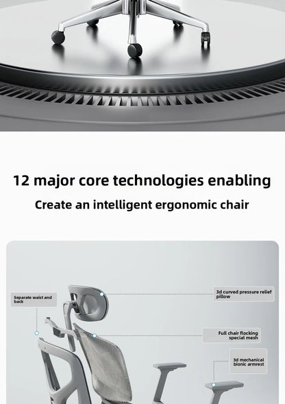 Sedia da ufficio ergonomica regolabile in mesh, sedia da scrivania per computer con schienale alto traspirante, supporto lombare 6D e poggiapiedi retrattile
