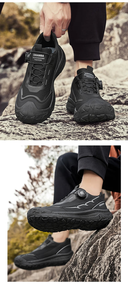 Sneakers da trekking da uomo con fibbia girevole, scarpe da escursionismo con suola spessa per attività all’aperto, scarpe sportive da uomo, comode e antiscivolo, ideali per arrampicata e passeggiate