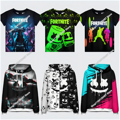 Sudadera con capucha casual estampada para hombre, mujer y niños Fortnite Couple Wear, para estudiantes, deportes al aire libre, manga larga sencilla