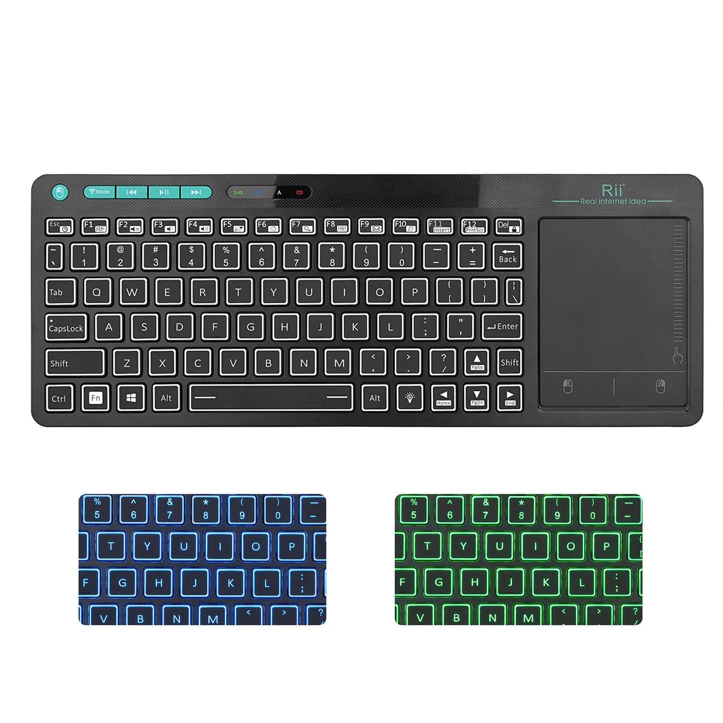 Rii K18S BT And 2.4GHz Wireless RU Mini Keyboard Backlight Touchpad Air Mouse for Android Box Smart TV Windows