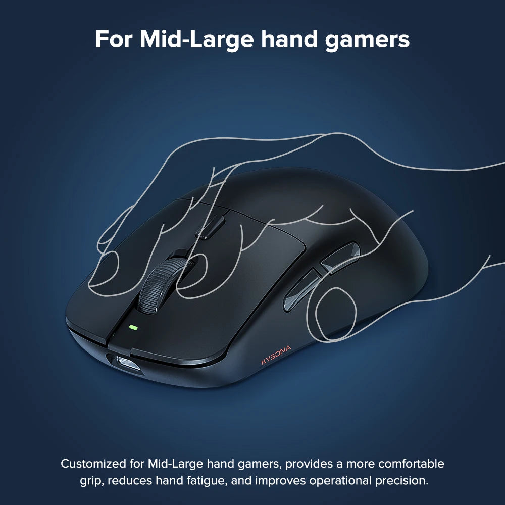 KYSONA M617 Wireless Mouse Ergonomics Tri-mode Rechargeable 2.4G 59g Lightweight E-sports PAW 3395 DPI 26K Gaming Mouse For PC