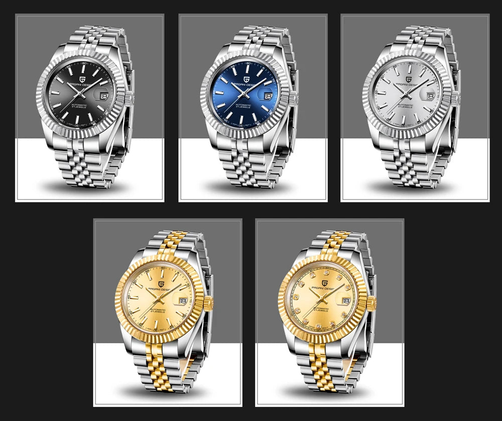 Orologi PAGANI DESIGN 2026 nuovi, meccanici di lusso oro e argento da uomo, in acciaio inossidabile, vetro zaffiro, automatici