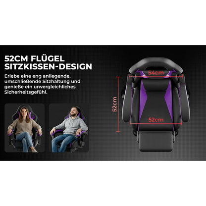 Gaming Chair Ergonomic Gaming Chair with Lumbar Pillow and Headrest, Gamer Chair Height Adjustable, Pc Chair for Adults Girls Boy,Black Purple