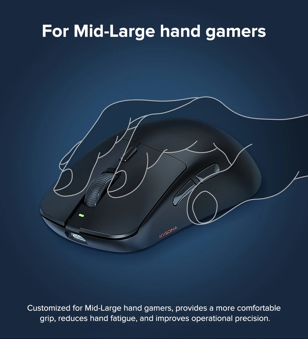 KYSONA M617 Wireless Mouse Ergonomics Tri-mode Rechargeable 2.4G 59g Lightweight E-sports PAW 3395 DPI 26K Gaming Mouse For PC