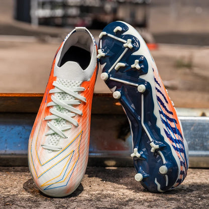 Chaussures de football AG FG pour hommes, semelles amortissantes en PU, crampons antidérapants pour adultes, pour entraînements de football de haute intensité sur pelouse extérieure.