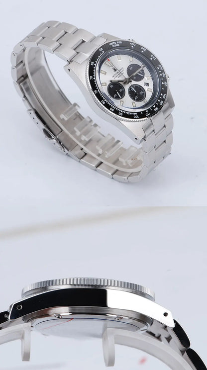 Tactical Frog Men's Business Diving Watch VS75B Quartz Chronograph 316L Steel Sapphire 200M Waterproof C3 Luminous Men's Watch
