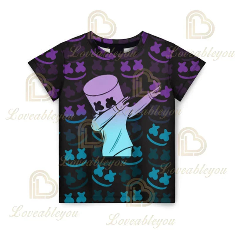 T-shirt estiva Fortnite per adulti e bambini con stampa digitale 3D, vestibilità ampia, taglie grandi, maniche corte