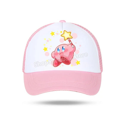 Kirby Summer Baseball Polyester Hats Universal Casual Cap Truck Driver Cartoon Peripheral Items Adult Adjustable Children Action
