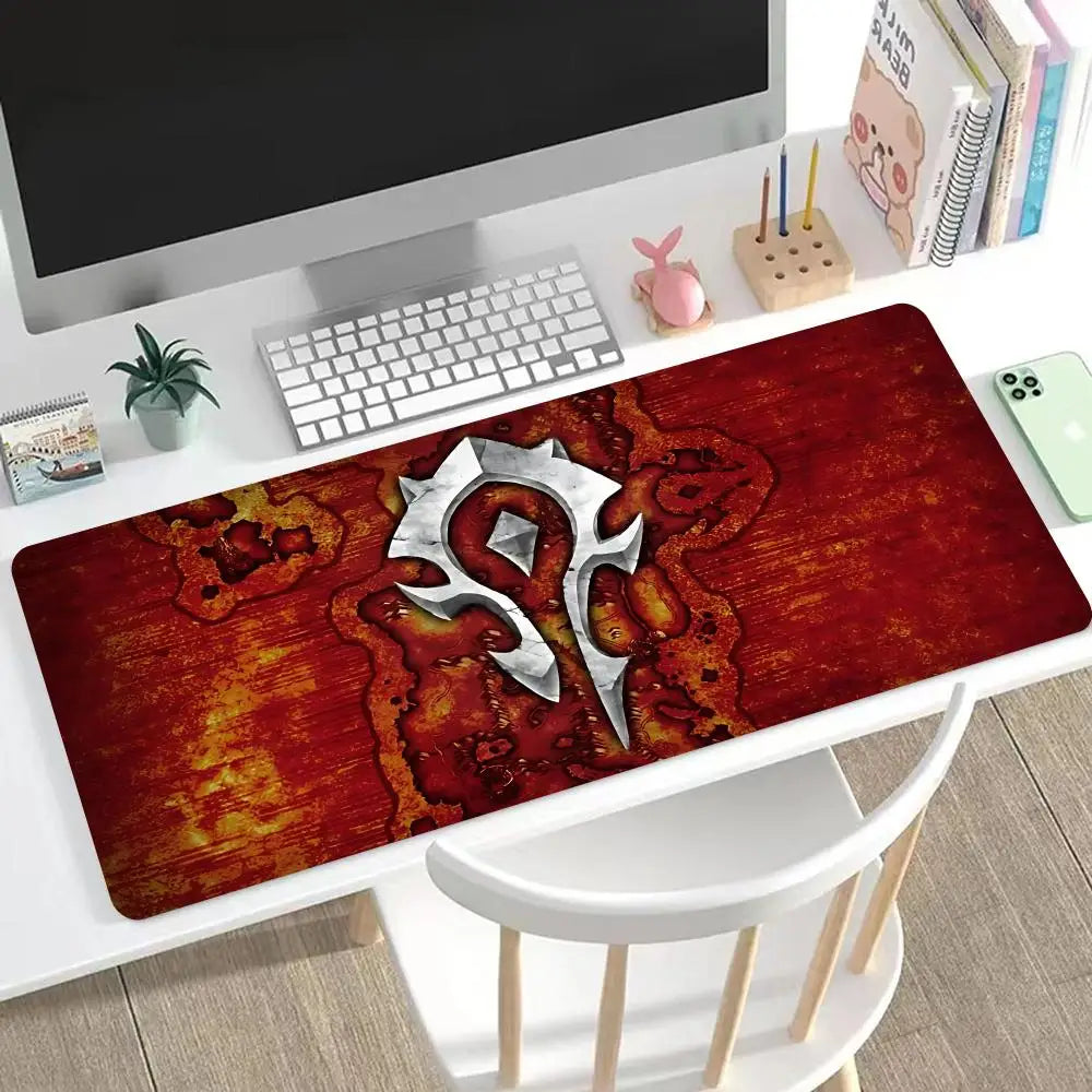 World of Warcraft anime XXL gamingmuismat-deskmat met vergrendelde rand, toetsenbord- en muismat voor kantoor, gamer-computeraccessoires HYBXXC