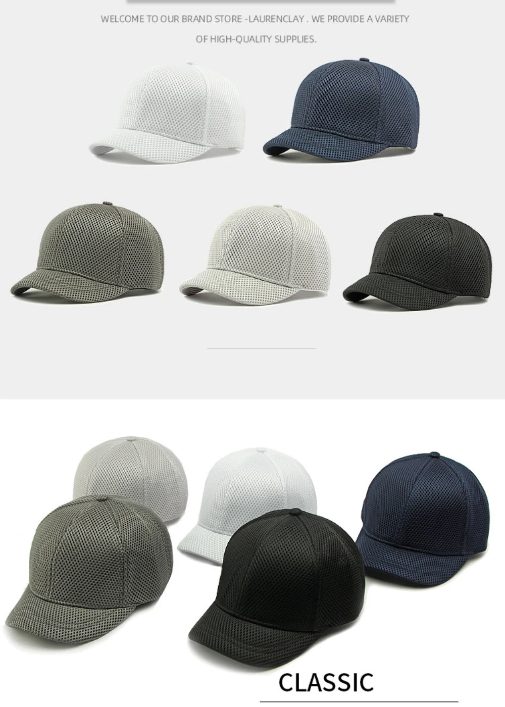 HT4828 5CM Short Brim Baseball Cap Male 6 Panels Baseball Hat Breathable Mesh Trucker Cap Men Women Solid Plain Snapback Cap