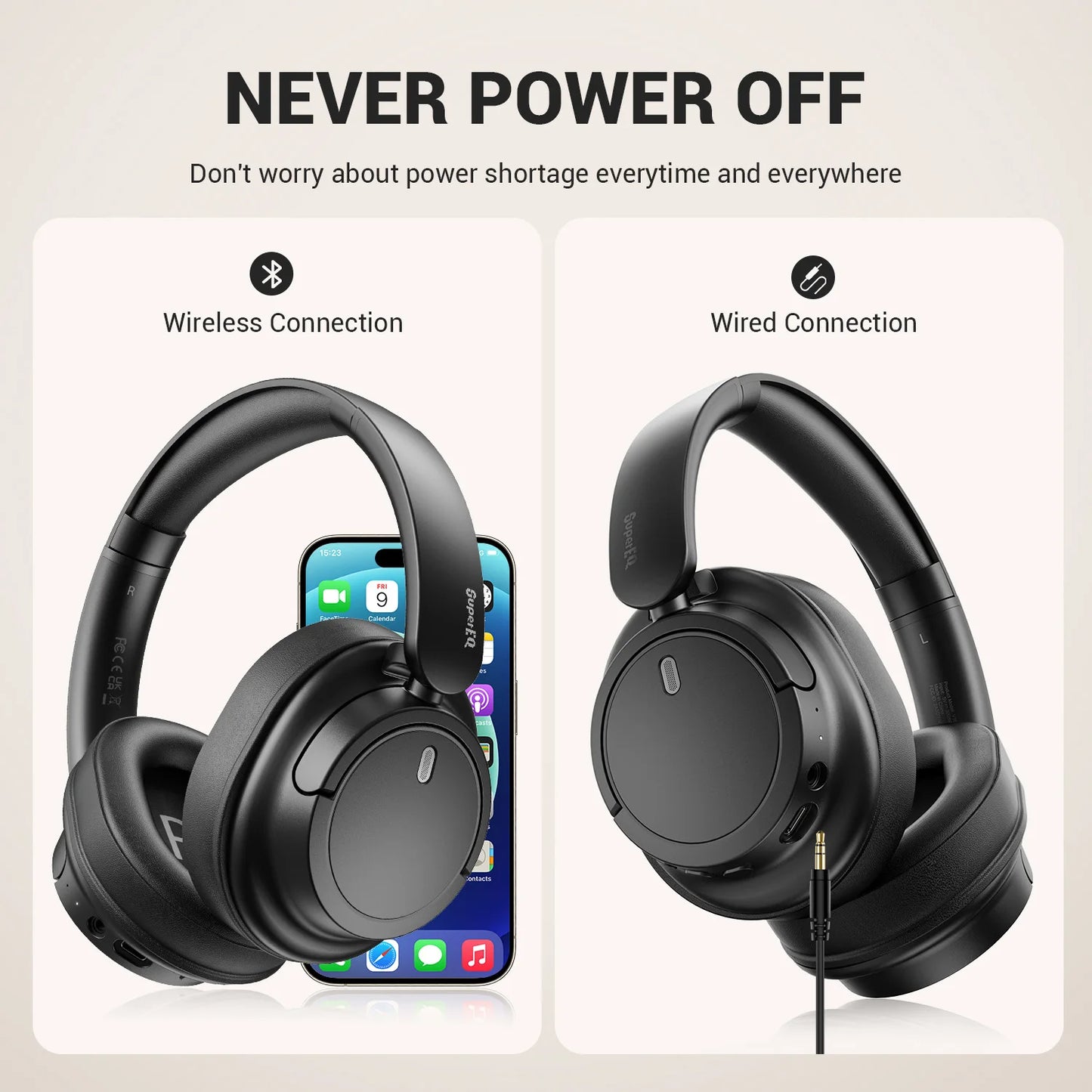 OneOdio Bluetooth 5.3 Wireless Headphones Over Ear Bass Mode Headset with Mic, 90H Playtime Foldable Bluetooth Headphones