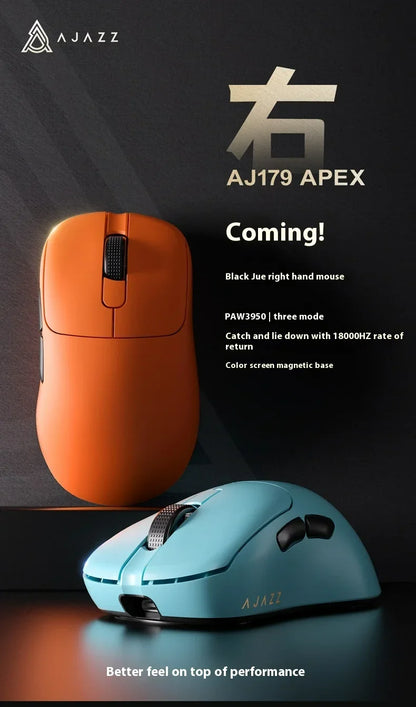AJAZZ AJ179 APEX Gaming Mouse with Color Screen Dock, Magnetic Charging, 8000Hz High-Frequency /, Tri-Mode (PAW3950) Right-Hande