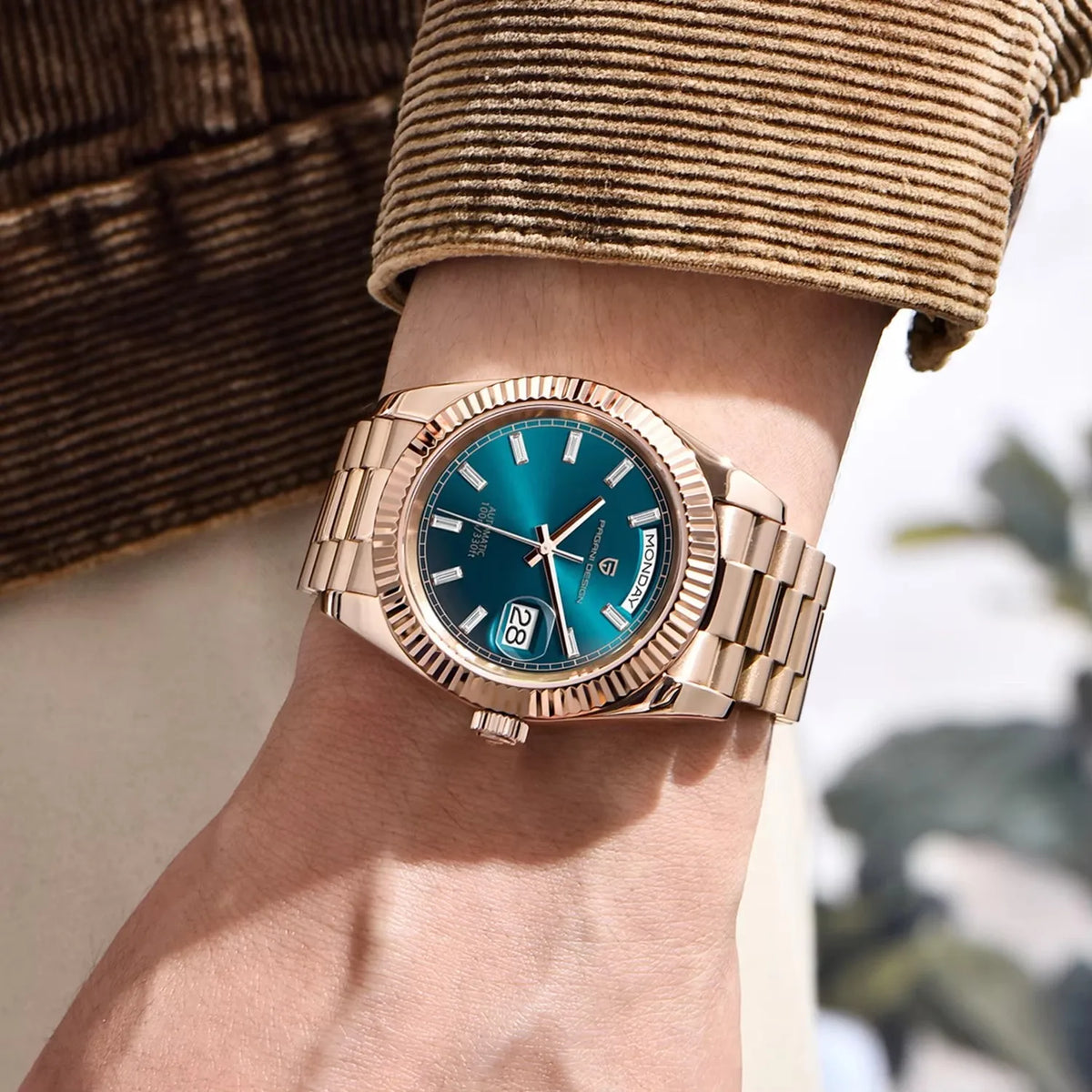 PAGANI DESIGN DD40 Herrenuhr – Modell aus Roségold, mechanische Luxusuhr, Automatikwerk, Saphirglas mit Antireflexbeschichtung, wasserdicht