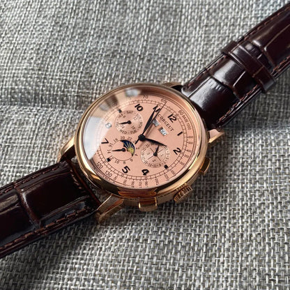 Automatikuhr für Herren, Multifunktionsanzeige für Datum, Tag, Monat und Jahr, 316L mechanische Herrenuhr, poliertes Gehäuse, Tag-/Nachtanzeige, 42mm