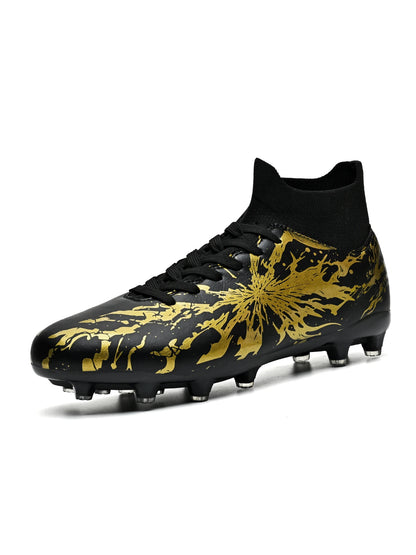 Chaussures de football FG pour hommes adultes, crampons pour terrain ferme, semelle respirante en PU résistante à l'usure pour l'entraînement et la compétition de football sur pelouse en plein air