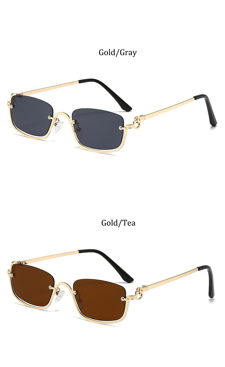 New retro metal small half frame sunglasses fashionable small square frame popular sunglasses brand designer sunglasses UV400