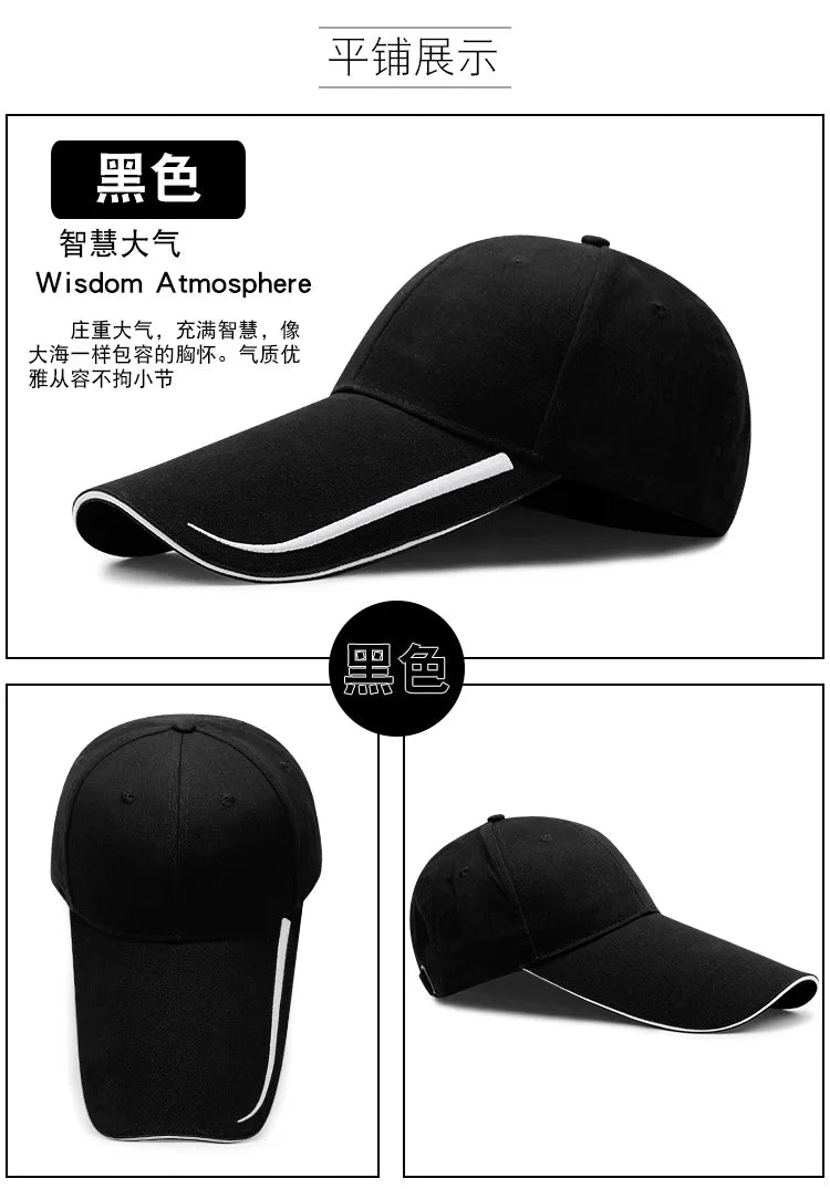 Peaked Hat Spring Summer 14cm Long Brim Sunscreen Fishing  Men Women Street Sunshade Outdoor Adjustable Cotton Golf Cap Trucker