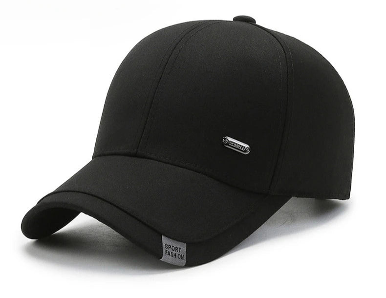 Men's Baseball Hat Hard Top Spring Autumn Big Head Circumference Cotton Cap Sun Protection Dad Cap Adjustable Strap Fishing Hat
