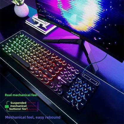 Mechanical Keyboard Gaming Keyboard E-sports Game Office Computer Notebook Desktop Steampunk English USB for Gaming