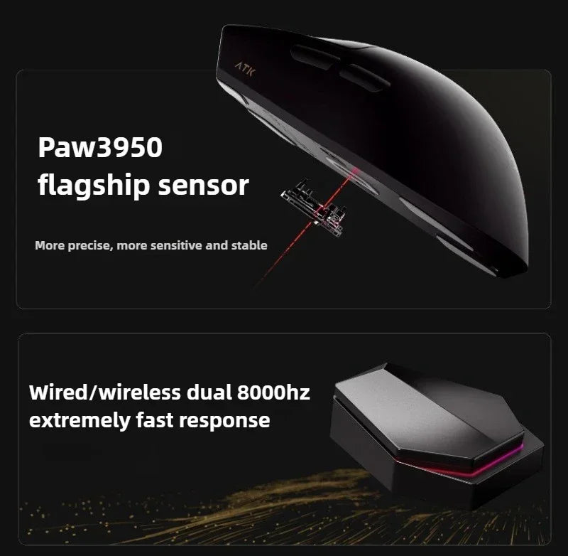 Nuovo mouse gaming wireless ultraleggero ATK X1 SE Starlight PAW3395 26K DPI, driver Hub Page, 1000Hz, accessori per giocatori PC