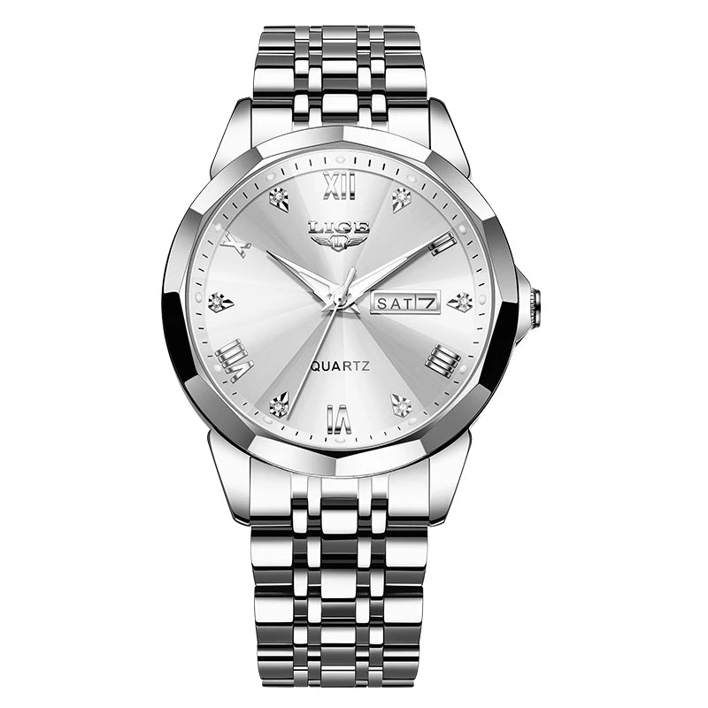 Reloj de pulsera de cuarzo para mujer LIGE: elegante y lujoso, con indicador de fecha y día de la semana. Reloj sencillo y resistente al agua, ideal como regalo para mujer.