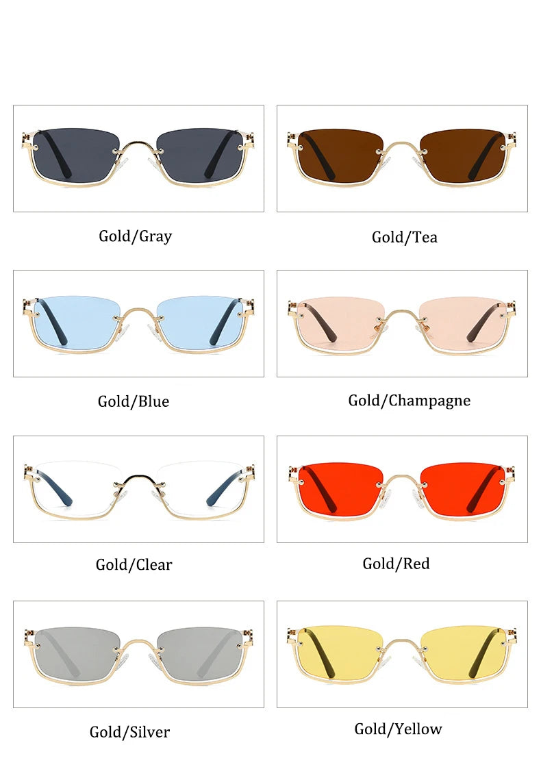 New retro metal small half frame sunglasses fashionable small square frame popular sunglasses brand designer sunglasses UV400