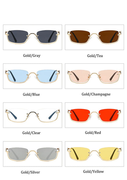 New retro metal small half frame sunglasses fashionable small square frame popular sunglasses brand designer sunglasses UV400