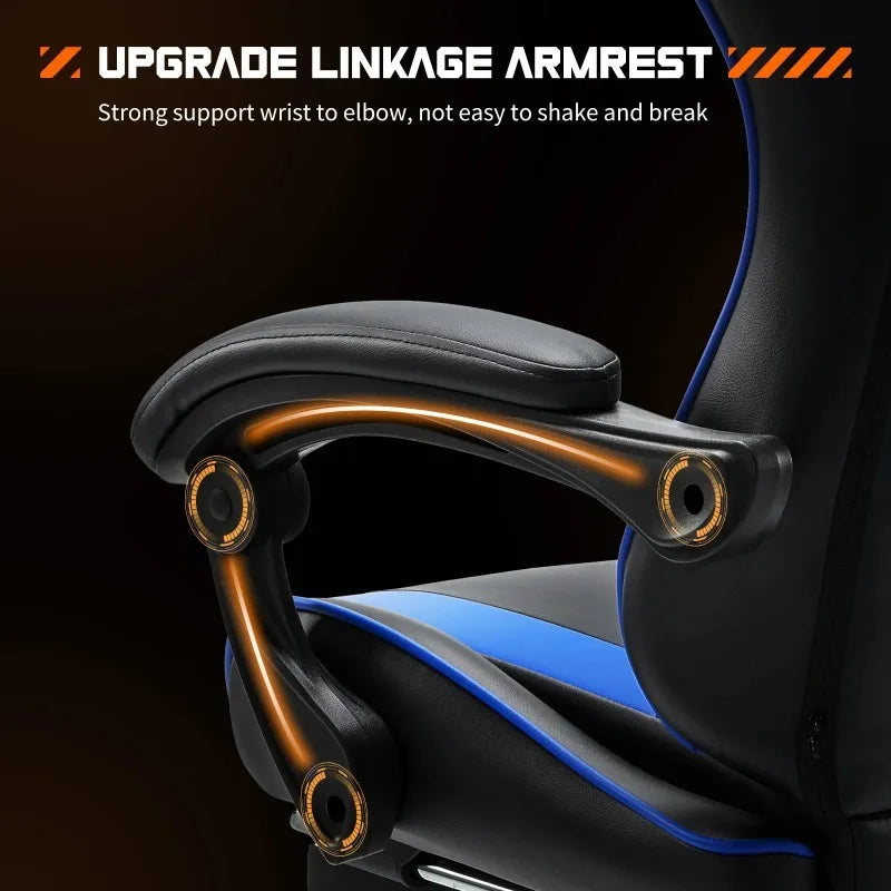 Ergonomic Racing Gaming Chair with Lumbar Support, Adjustable Swivel PU Leather Computer Chair with Headrest for Office & Home