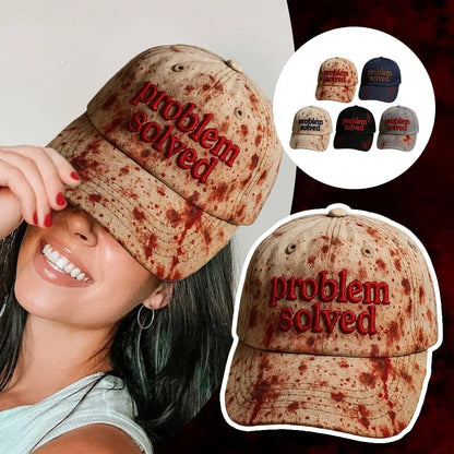 Halloween-tema broderi – problemet løst: Blodig hat, gyser-baseballkasket, velegnet til Halloween-fest, cosplay-rekvisitter og gaver