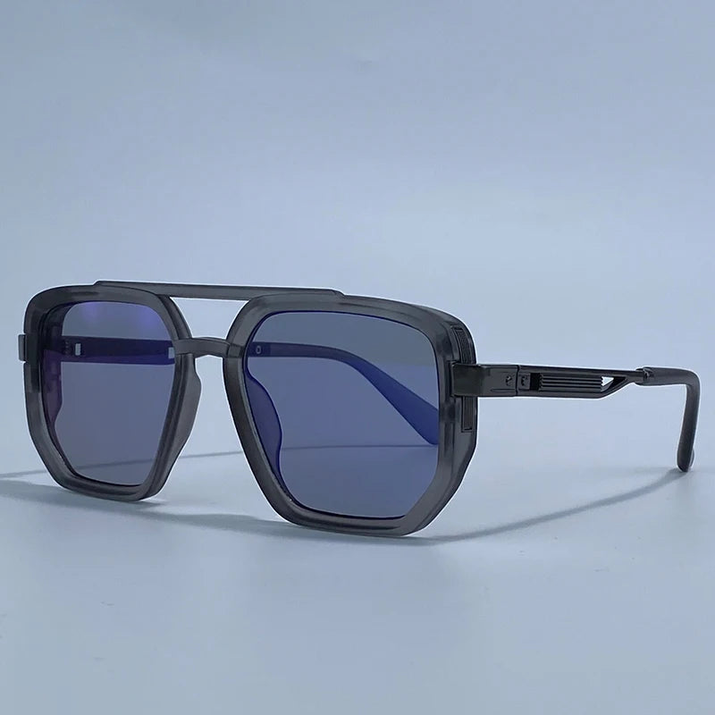 Polarized Square Sunglasses Men 2026 Luxury Vintage Double Bridge Gradient Lens Driving Shades Retro Flat Top Sun Glasses Male