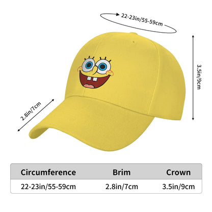 Cappellino da baseball Spongebob con grande volto sorridente, modello "Sun", stile retrò "Trucker" primaverile y2k per coppie, donne, tennis, skate e baseball