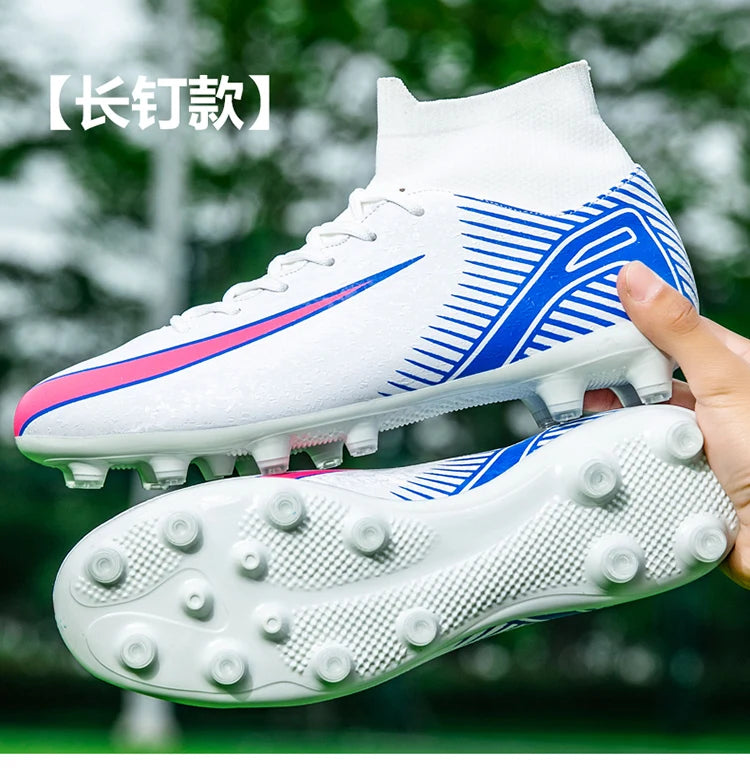 High Top Football Boots Men's Large Size 47 Training Sports AG Long Nail TF Broken Nail Ball Shoes Net Lining Rubber Outsole