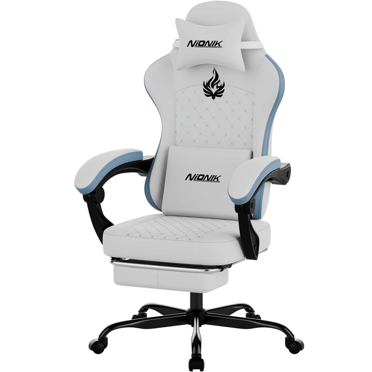 Gaming Chair High Back Ergonomic Office Chair with Footrest, Reclining Computer Gaming Chair, Adjustable Swivel Executive Desk Chair with Lumbar & Headrest Support