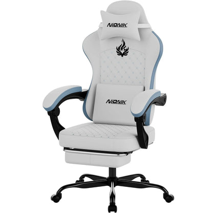 Gaming Chair High Back Ergonomic Office Chair with Footrest, Reclining Computer Gaming Chair, Adjustable Swivel Executive Desk Chair with Lumbar & Headrest Support