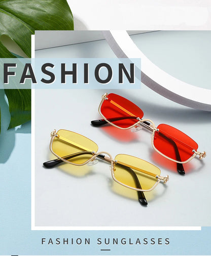 New retro metal small half frame sunglasses fashionable small square frame popular sunglasses brand designer sunglasses UV400