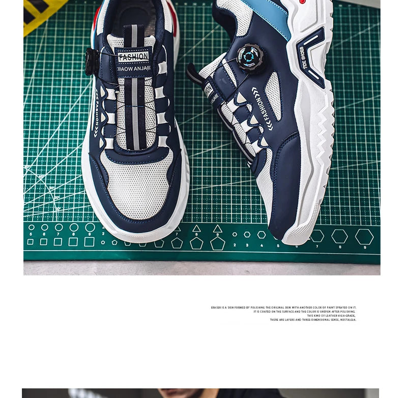 Koreanische Herren-Sportschuhe mit drehbarer Schnalle, modische Freizeitschuhe für alle Jahreszeiten, weiche rutschfeste Sohle, Outdoor-Laufschuhe, Studenten-Sneaker