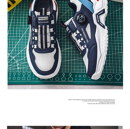 Koreanische Herren-Sportschuhe mit drehbarer Schnalle, modische Freizeitschuhe für alle Jahreszeiten, weiche rutschfeste Sohle, Outdoor-Laufschuhe, Studenten-Sneaker