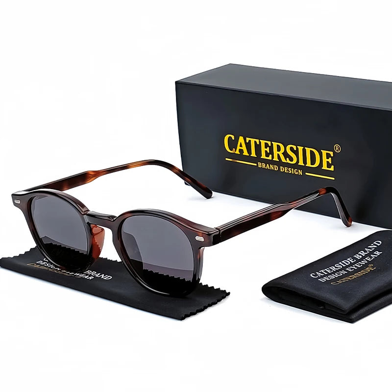 Caterside Polarized Round Sunglasses Men TR Frame Core Insert Leg Sun Glasses Women Set Retro Driving Fishing Punk Eyewear UV400