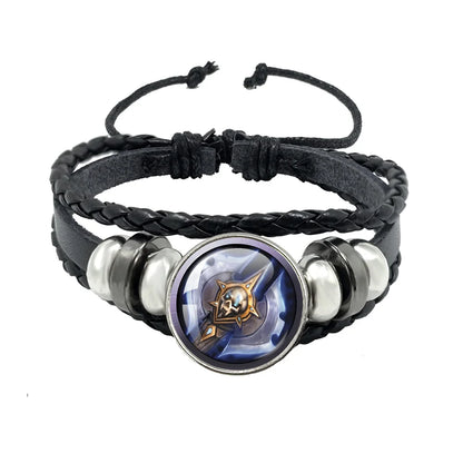 Classic Games World Of Warcraft Hearthstone Glass Leather Rope Bracelet For WOW Alliance and Horde Combatant Gift