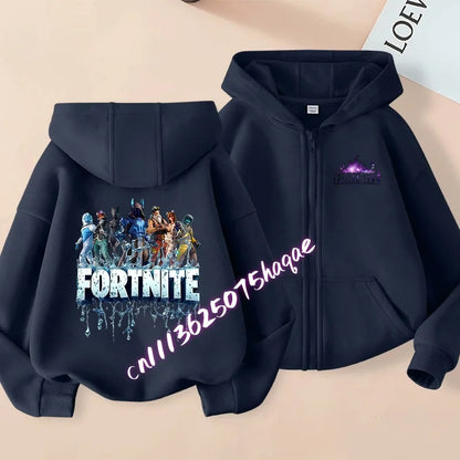 New Fortnites Children Hoodies Coat Cartoon Game Character Printed Zip Up Hoodie Child Autumn Jacket Winter Kids Boys Clothes