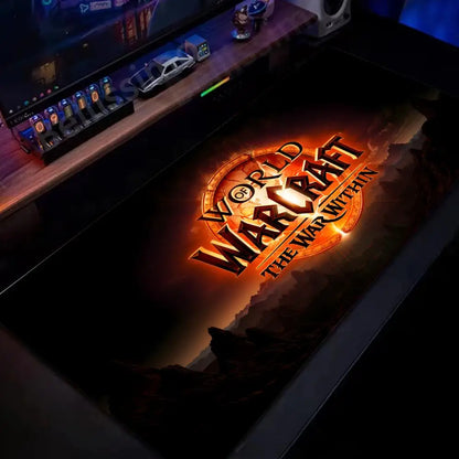 Naturelle Horde Alliance-muismat van rubber, grote bureaumat voor computer en toetsenbord, HD World of Warcraft-gamingmuismat met snelheidsoppervlak en gestikte rand